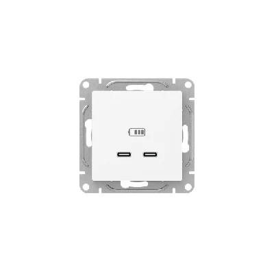 Розетка 2-м СП Эпика USB-C механизм бел. EKF UP1-SOW-2USBC