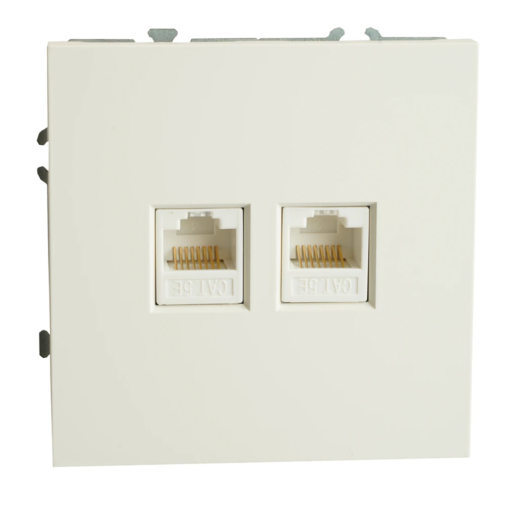 Розетка компьютерная 2-местная RJ-45 (механизм), STEKKER, серия Эмили, RST00-5111-01, белый фарфор, soft touch 49874 7