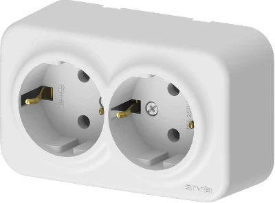 Розетка 2-м СП ARIA 16А IP20 с заземл. бел. ARVIA 25 01 1000 907