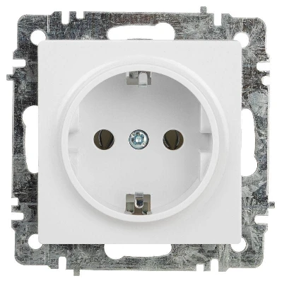 Розетка 1-м СП Accent 6-202-01 16А IP20 250В 2P+E Schuko AL/CU бел. Intro Б0063678