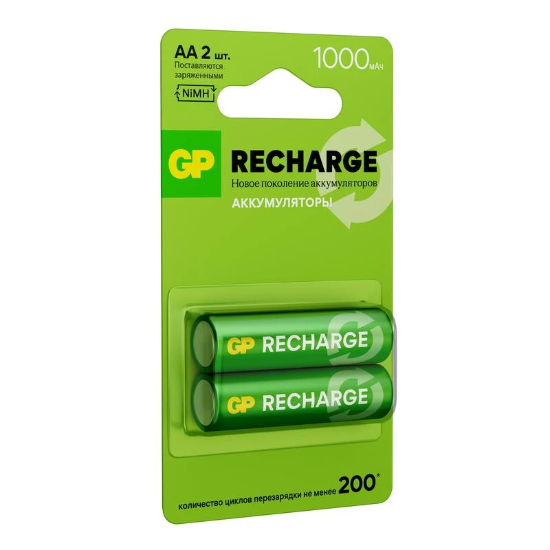 Аккумулятор AA/HR6 RECHARGE 1.2В 1000мА.ч 100AAHCV-2CRSBC2 16/96 (блист.2шт) GP 20252 1