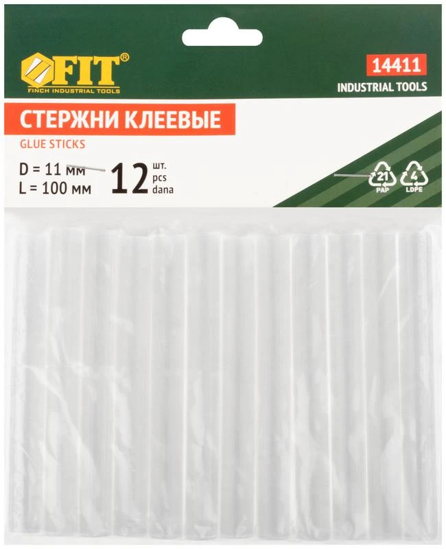 Стержень клеевой 11х100мм бесцвет. (уп.12шт) FIT 14411 2