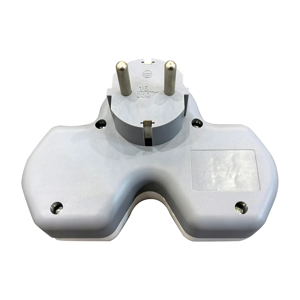 Разветвитель сетевой 2-местный с/з STEKKER ADP16-15-20, 250V, 16A и USB+Type C на 2.4А, белый/серый 50071 1