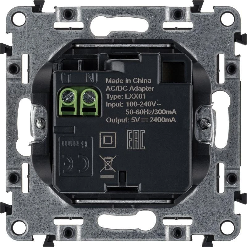 Розетка USB 2-м Valena Life 240В/5В 2400мА с лицев. панелью механизм бел. Leg 753412 2