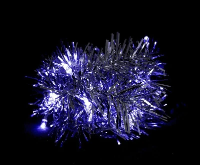 Светодиодная гирлянда Feron CL404 мишура 2м + 0.5м синий с питанием от батареек 26814
