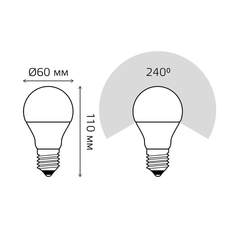 Лампа светодиодная Black 10Вт A60 грушевидная 6500К холод. бел. E27 920лм GAUSS 102502310 5
