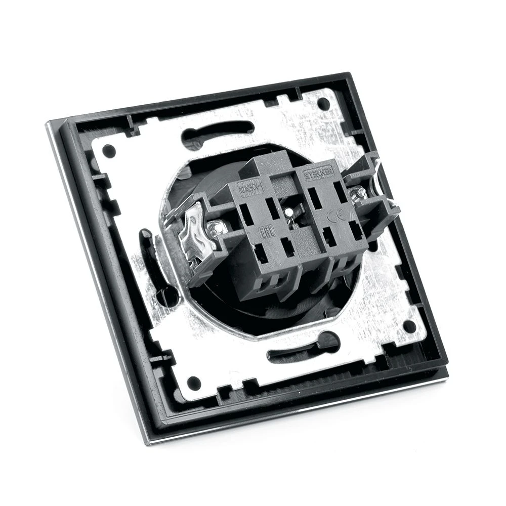 Розетка 1-местная б/з, STEKKER GLS10-7009-05, 250В, 10А с защитной шторкой, серия Катрин, черный 39512 6