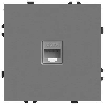 Розетка компьютерная 1-местная RJ-45 (механизм), STEKKER, серия Эмили, RST00-5117-10, платиново-серый, soft touch 49951