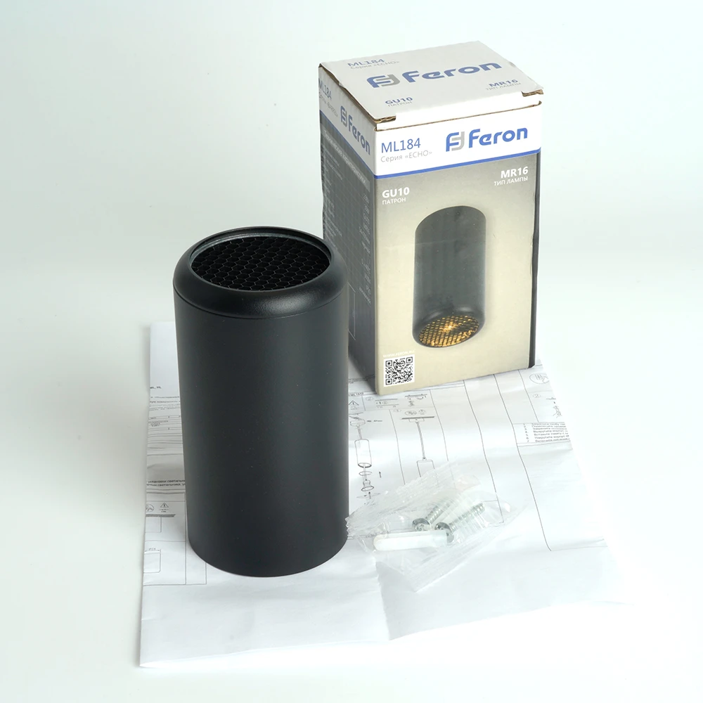Светильник потолочный Feron ML184 Barrel ECHO MR16 GU10 35W 230V, черный, с антибликовой сеточкой 48392 5
