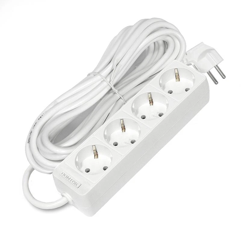 Удлинитель 4х7м с заземл. 16А IP20 3.5кВт ПВС 3х1 бел. DOMTOK 2398 2
