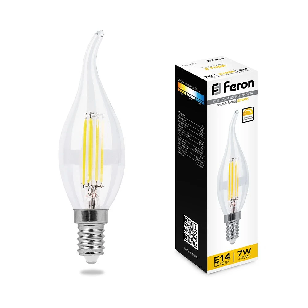 Лампа светодиодная диммируемая Feron LB-167 Свеча на ветру E14 7W 230V 2700K 25872 1