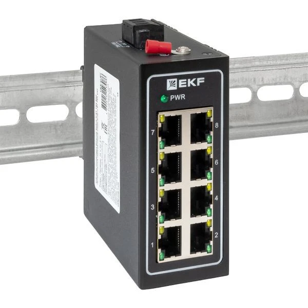 Коммутатор неуправляемый промышленный U-8T 8 портов 10/100Base-T(X) RJ45 монтаж на DIN-рейку TSX EKF TSX-U-8T 1