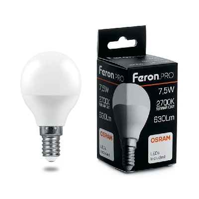 Лампа светодиодная Feron.PRO LB-1407 Шарик E14 7.5W 175-265V 2700K 38071