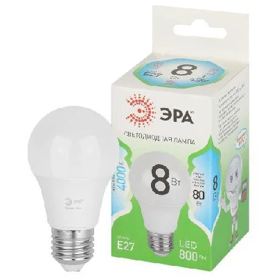 Лампа светодиодная GREEN LINE A60-8W-840-E27 GL 8Вт груша 4000К яркий свет бел. E27 Эра Б0067139
