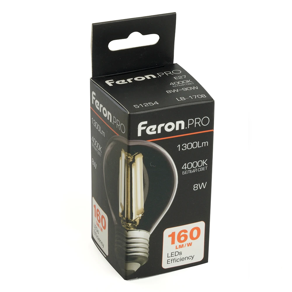 Лампа светодиодная Feron.PRO LB-1708 Шарик E27 1300LM 8W 175-265V 4000K 51254 8