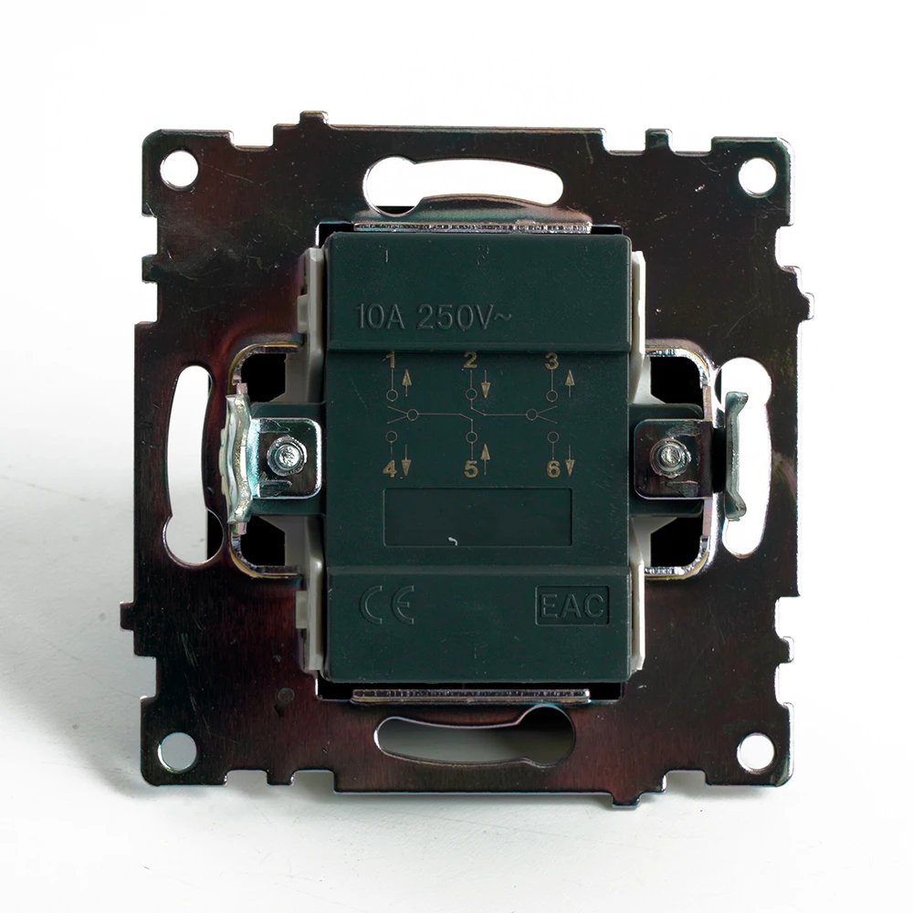 Переключатель 2-клавишный (механизм), STEKKER GLS10-7107-05, 250V, 10А, серия Катрин, черный 49167 4