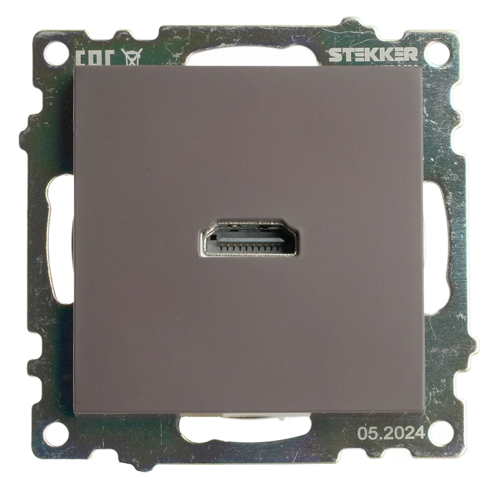 Розетка HDMI 2.1, Type A (механизм), STEKKER GLS00-7118-04, серия Катрин, шоколад 50064 3