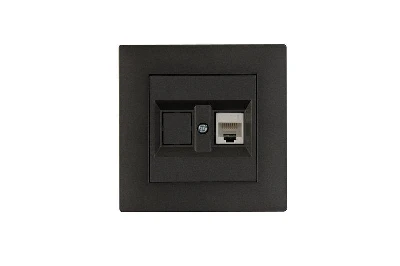 Розетка компьютерная CAT 5+гнездо Karea RIZZ STAR дым. металлик Makel 88050035
