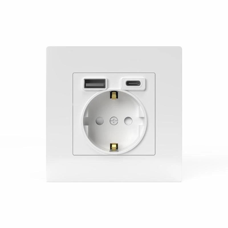 Розетка 1-м СП Pixel IP20 с заземл. с 2-мя заряд. устр. USB тип A+C механизм бел. TOKOV ELECTRIC TKE-PX-R1U2AC-C01 2