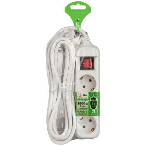 Удлинитель 3х5м с заземл. с выкл. ПВС 3х1 UDL-16-350-ES Greenline Эра Б0065066 1