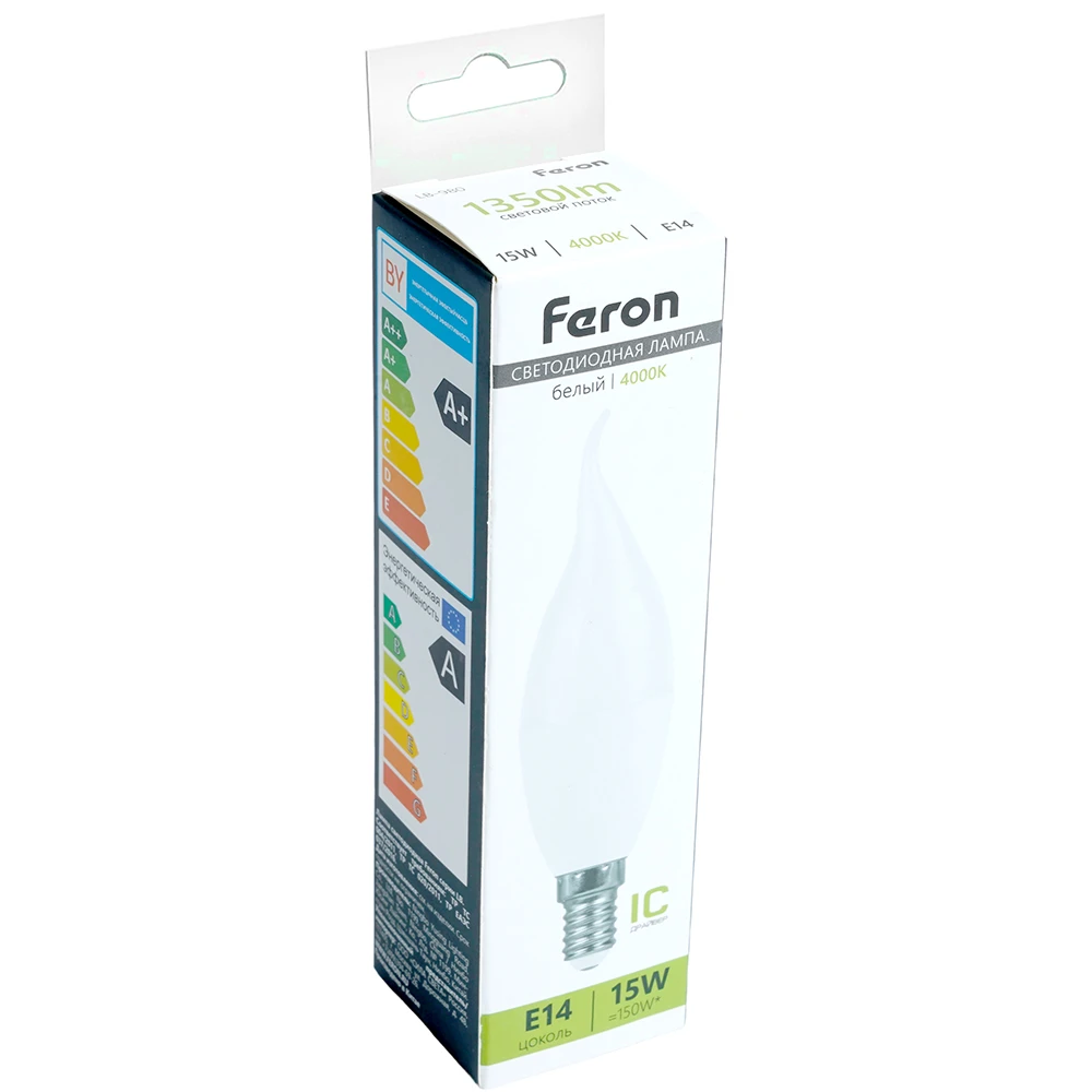 Лампа светодиодная Feron LB-980 Свеча на ветру E14 15W 175-265V 4000K 52075 4