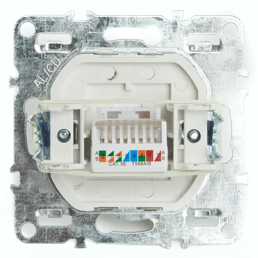 Розетка компьютерная 1-местная RJ-45 (механизм), STEKKER PST00-9107-03, серия Эрна, черный 49151 3