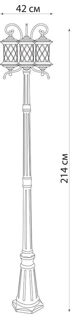 Светильник садово-парковый Feron PL5029 столб круглый 3*60W 230V E27, черное золото 11512 2