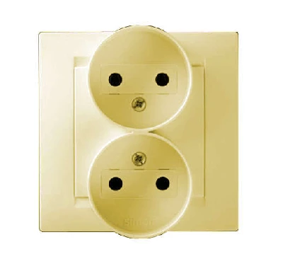 Розетка 2-м СП Simon15 16А IP20 250В без заземл. винт. клеммы сл. кость Simon 1590457-031