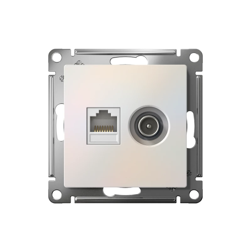 Розетка компьютерная + телевизионная 2-м СП AtlasDesign RJ45 кат.5E + TV механизм жемчуж. SE ATN000489 1