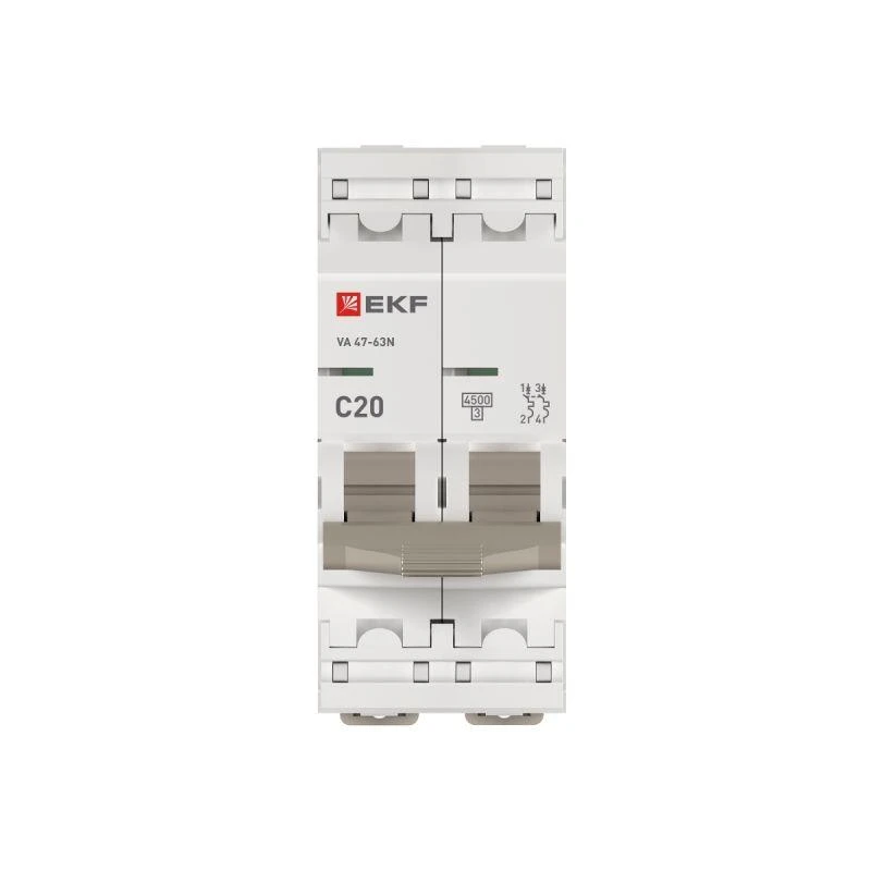 Выключатель автоматический 2п C 20А 4.5кА ВА 47-63N PROxima EKF M634220C 3