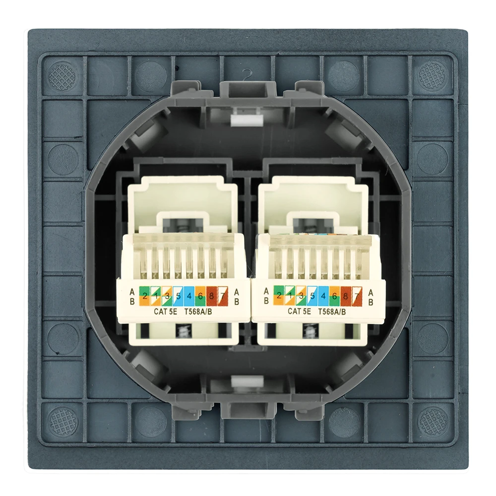 Розетка компьютерная 2-местная RJ-45 (механизм), STEKKER, серия Мия, RST00-3111-05, черный бархат 50451 4