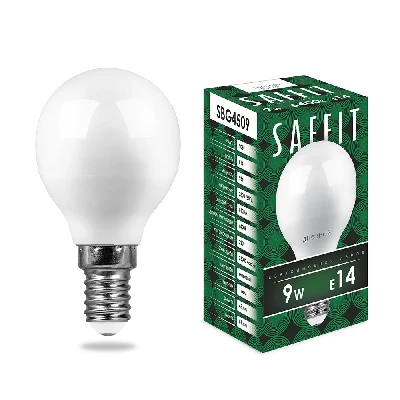 Лампа светодиодная SAFFIT SBG4509 Шарик E14 9W 230V 6400K 55125