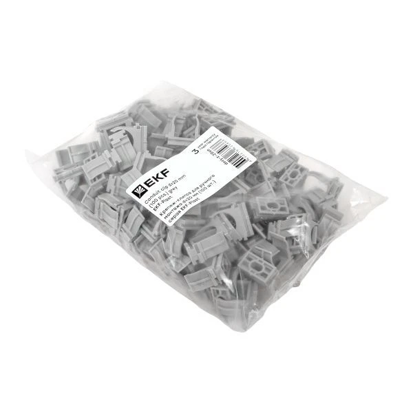 Держатель для труб (клипса) для ручного монтажа d20мм сер. Plast (уп.100шт) EKF derj-z-20sn 5
