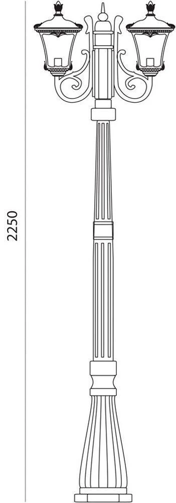Светильник садово-парковый Feron 70032M столб четырехгранный 2*100W E27 230V, черное золото 11259 1