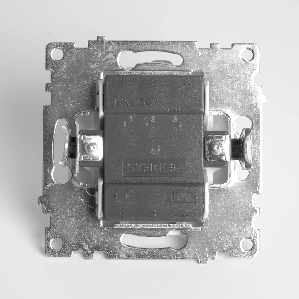 Выключатель 3-клавишный (механизм), STEKKER GLS10-7108-01, 250V, 10А, серия Катрин, белый 49171 4