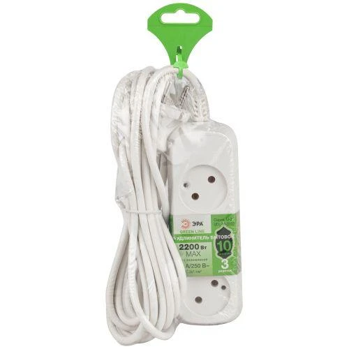 Удлинитель 3х10м без заземл. ПВС 2х1 UDL-10-3100 Greenline Эра Б0065024 1