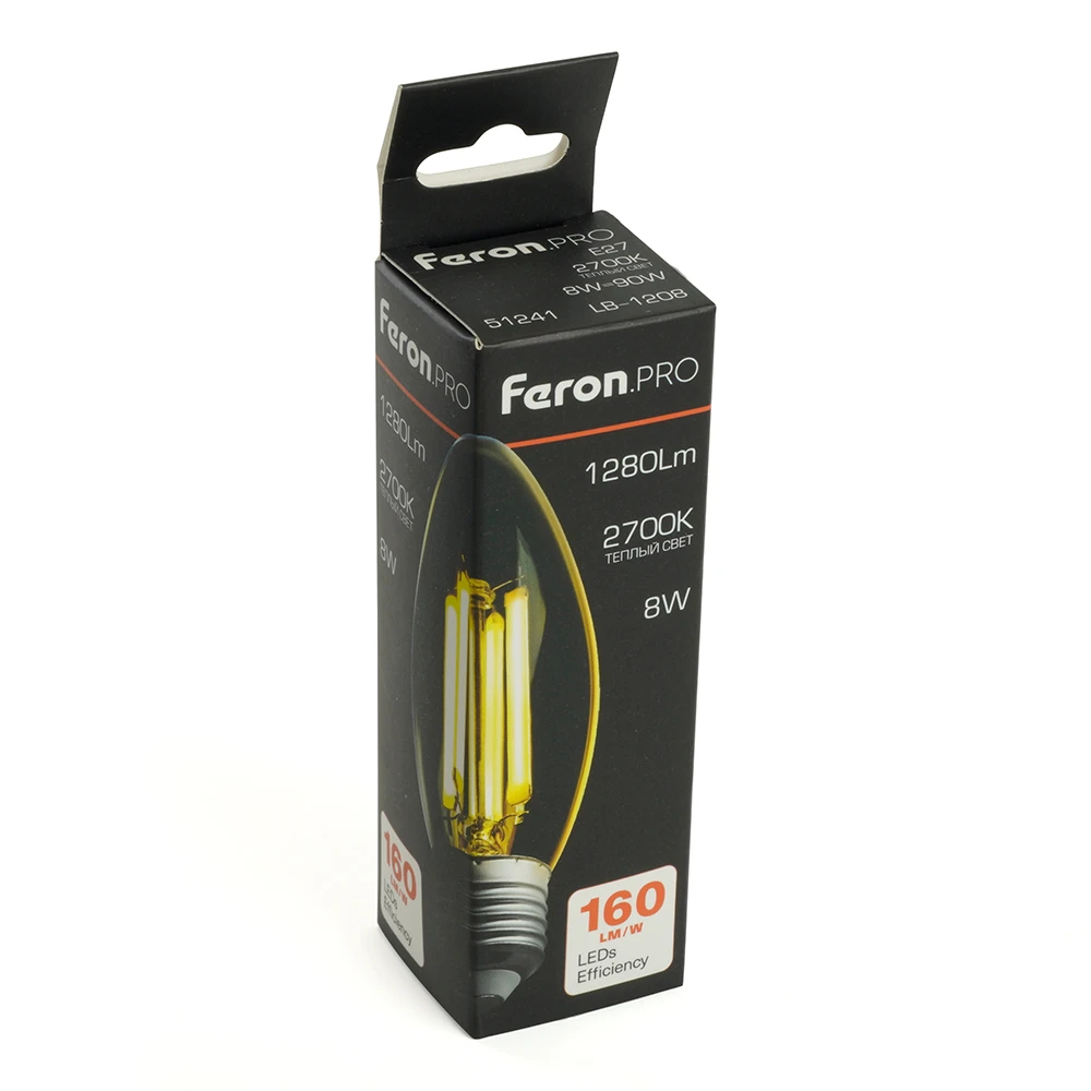 Лампа светодиодная Feron.PRO LB-1208 Свеча E27 8W 175-265V 2700K 51241 6