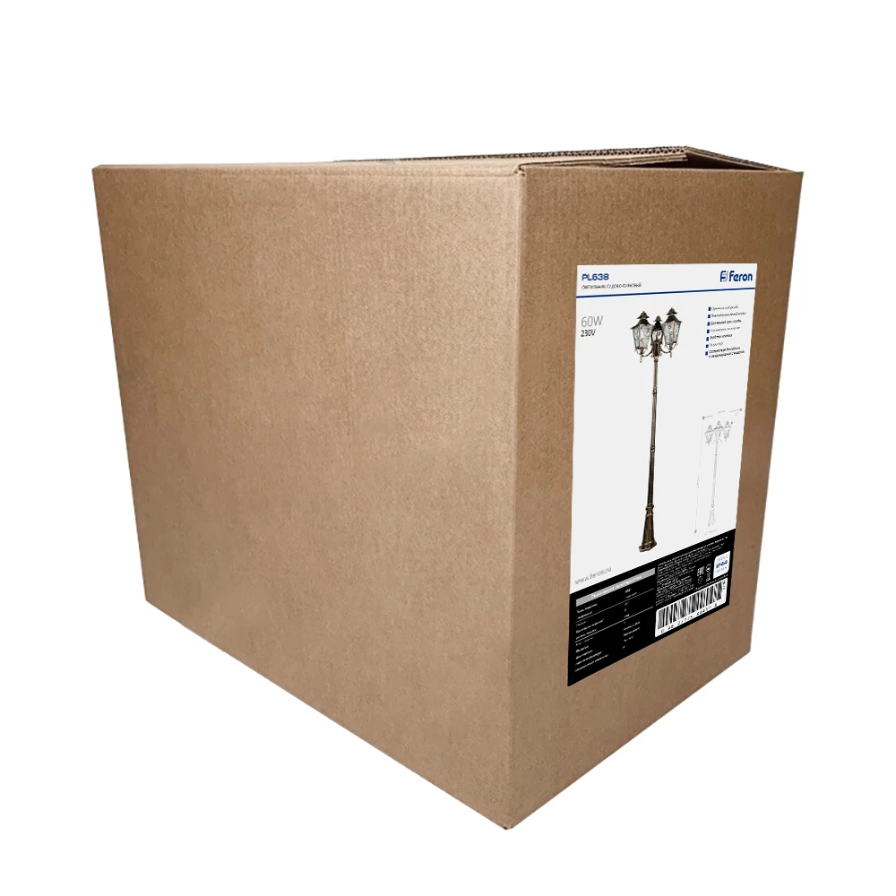 Светильник садово-парковый Feron PL638 столб 3*60W 230V E27, черное золото 11646 7