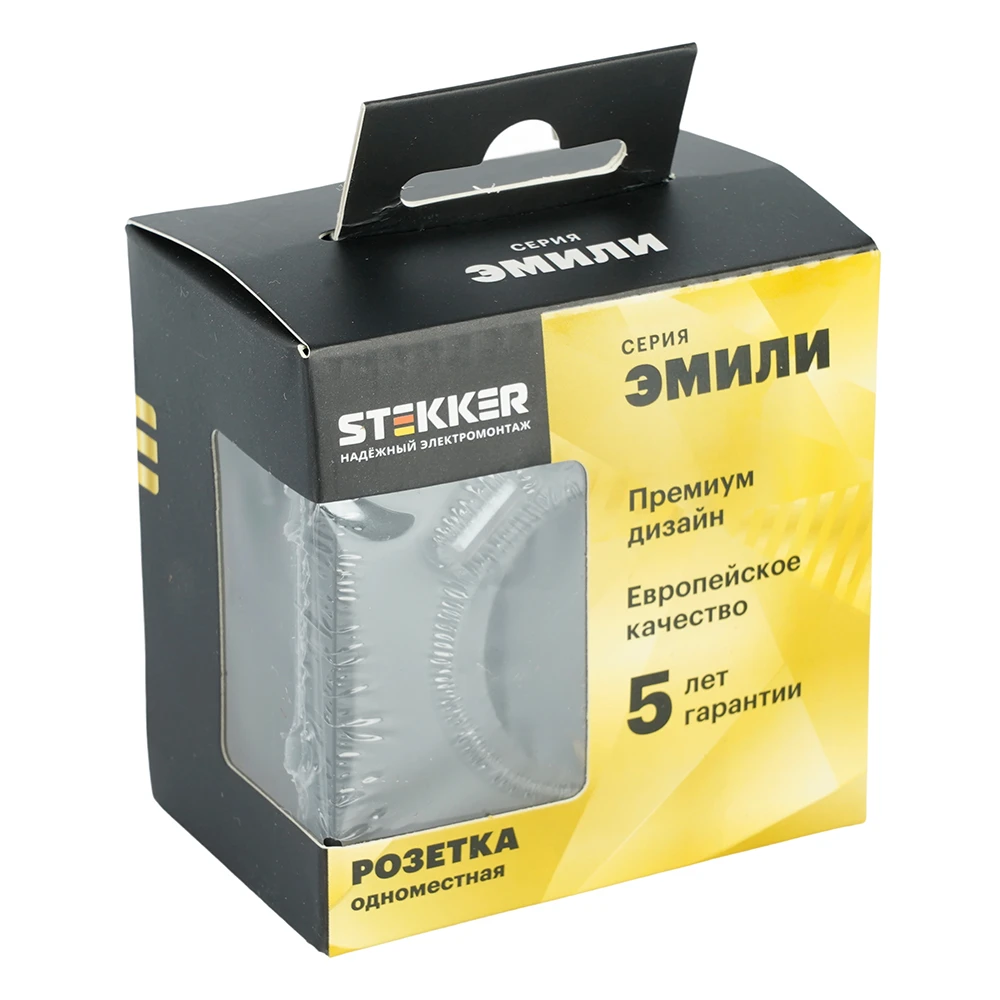 Розетка 1-местная з/ш с/з 16А + USB + Type C (механизм), Stekker, 250В, 20W, серия Эмили, черный уголь, soft-touch, RST16-5119-05 50218 5