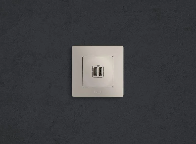 Розетка USB 2-м СП 2мод. Etika 240В/5В 2400мА механизм сл. кость Leg 672394 3
