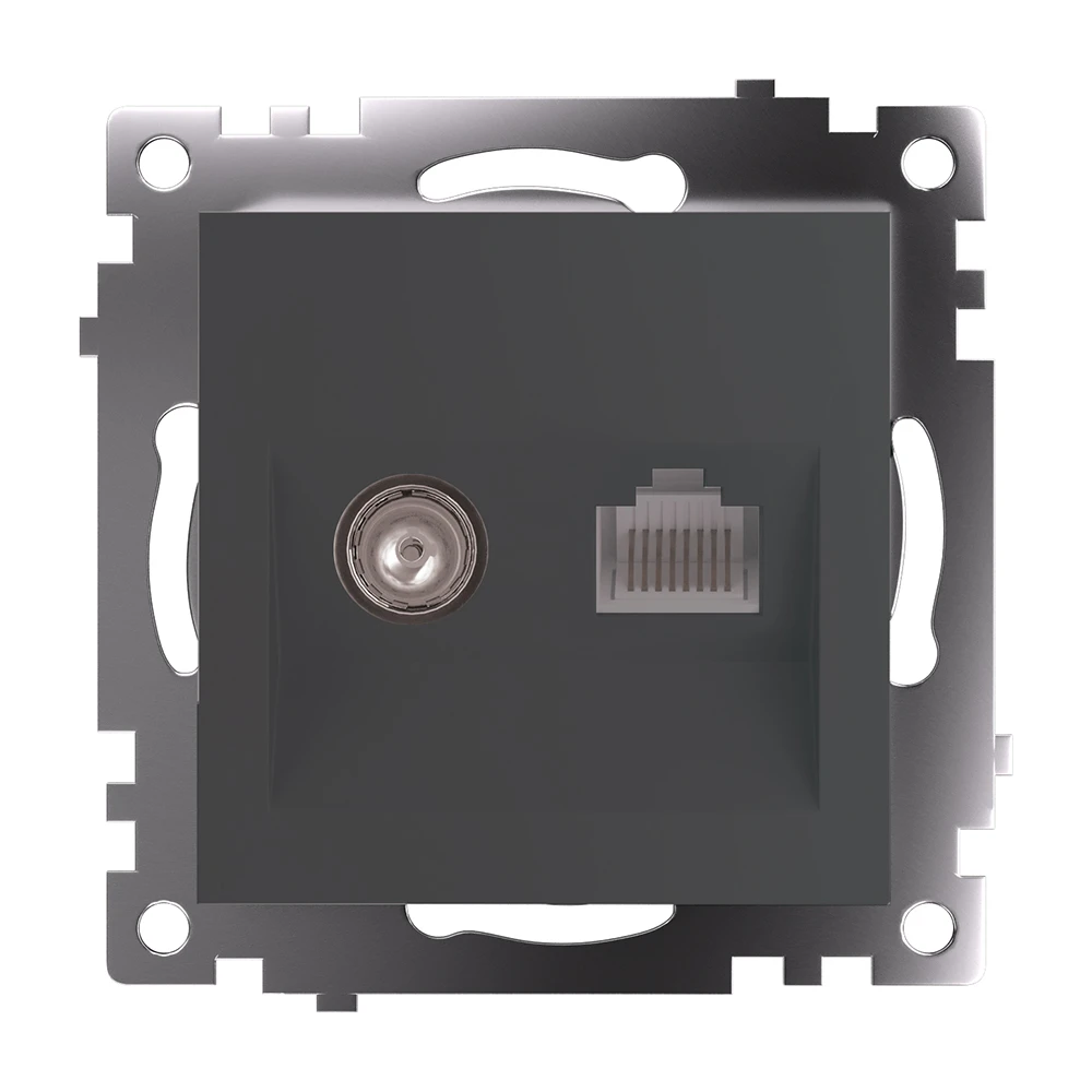 Розетка TV + компьютерная RJ-45 (механизм), серия Катрин, графит, GLS00-7106-06 49417 1