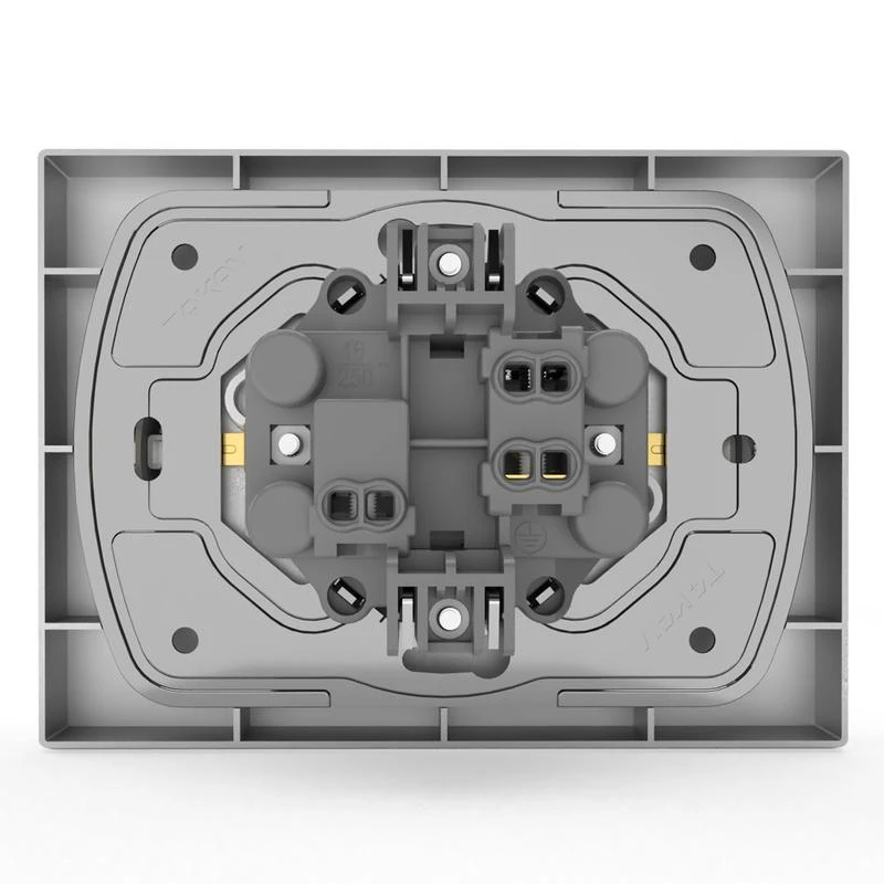 Розетка 2-м СП Pixel 16А IP20 с заземл. защ. шторки в сборе алюм. TOKOV ELECTRIC TKE-PX-R2FZSF-C03 4