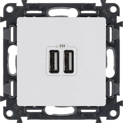 Розетка USB 2-м Valena Life 240В/5В 2400мА с лицев. панелью механизм бел. Leg 753412