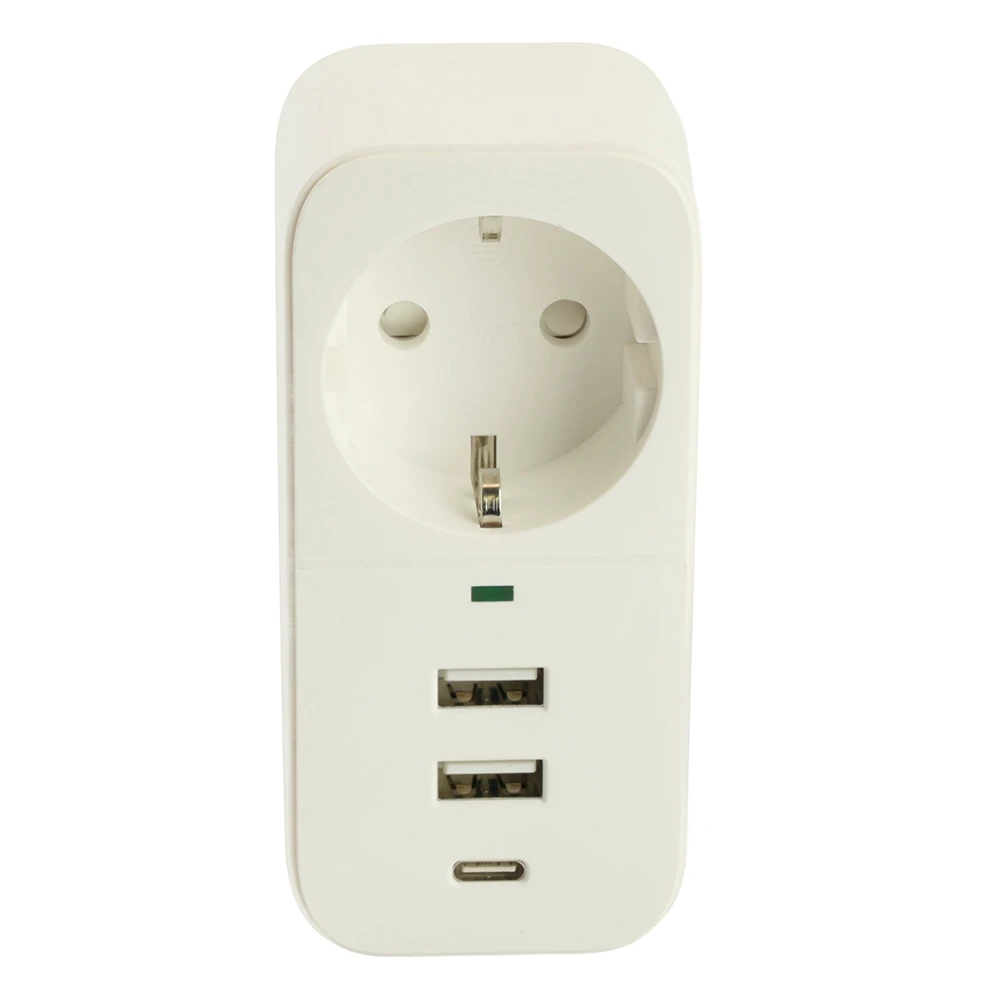Сетевой фильтр 1-местный с/з STEKKER 250В, 16А, 2USB+1Type-C 2,4 A, серия Nova, HM81-11-1, белый 50142 2