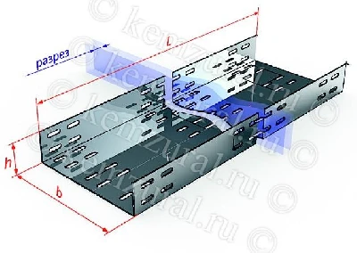 Лоток прямой замковый перфорир. 200х100 L3000 0.7мм ЛПМЗ200х100х3000 УТ1.5 КЭМЗ 237 201031 14