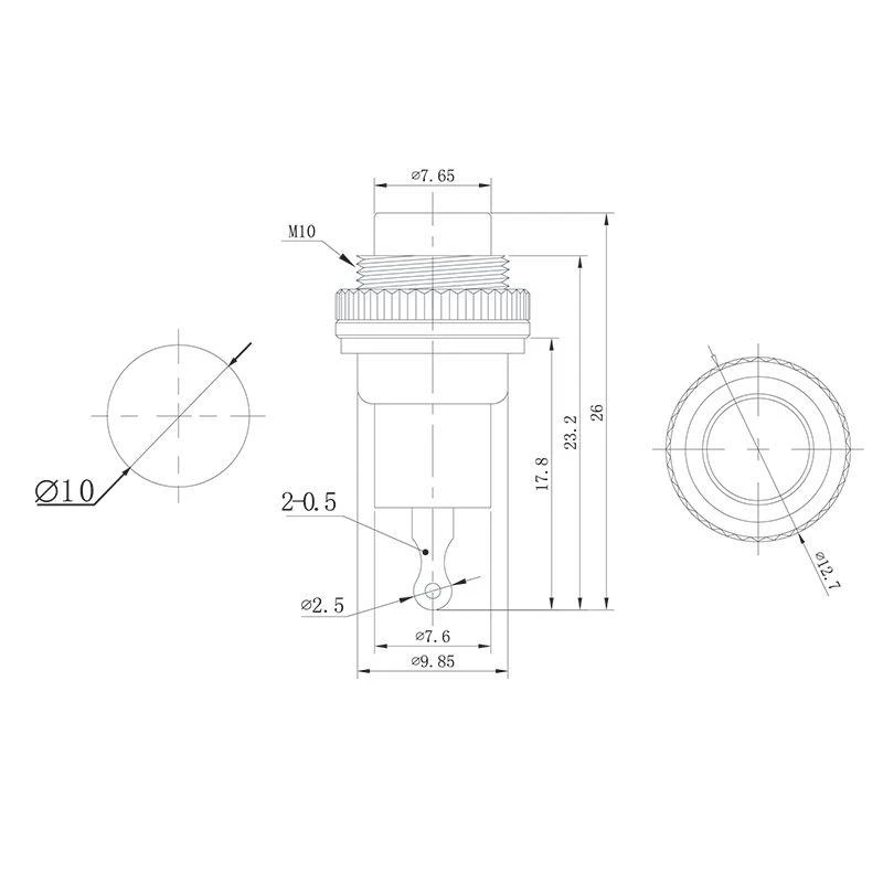 Выключатель-кнопка металл 220В 2А (2с) OFF-(ON) d10.2 красн. Mini (RWD-213) Rexant 36-3331 1