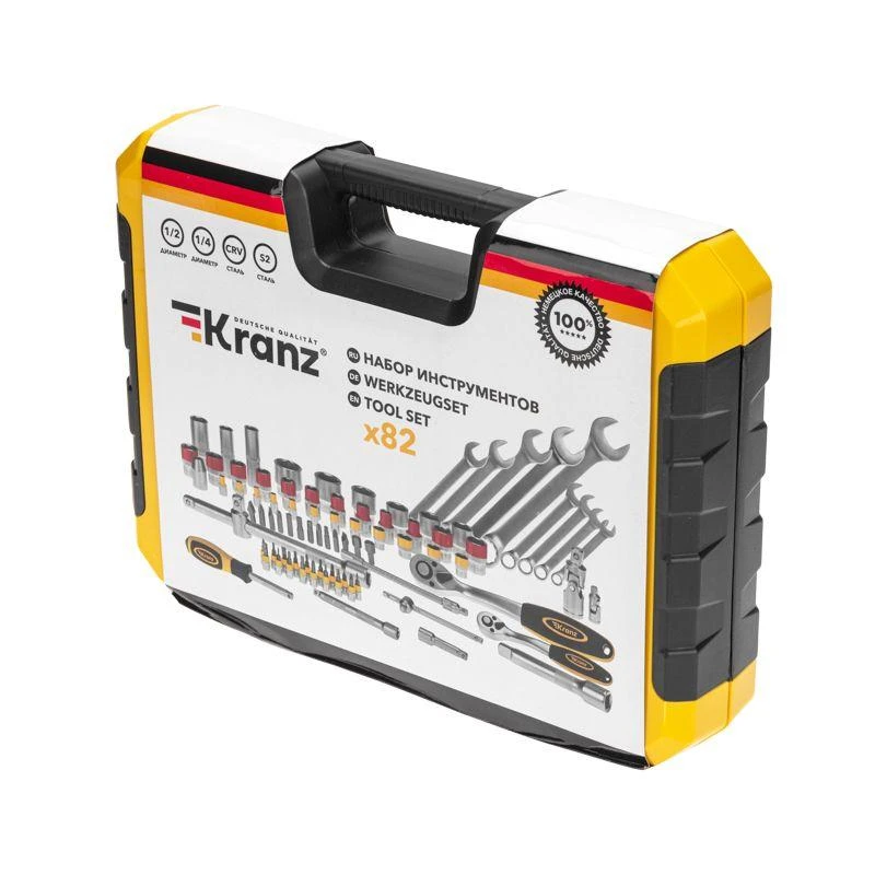 Набор инструментов 1/2 1/4 CrV 82 предмета пластик. кейс Kranz KR-66-6682 4
