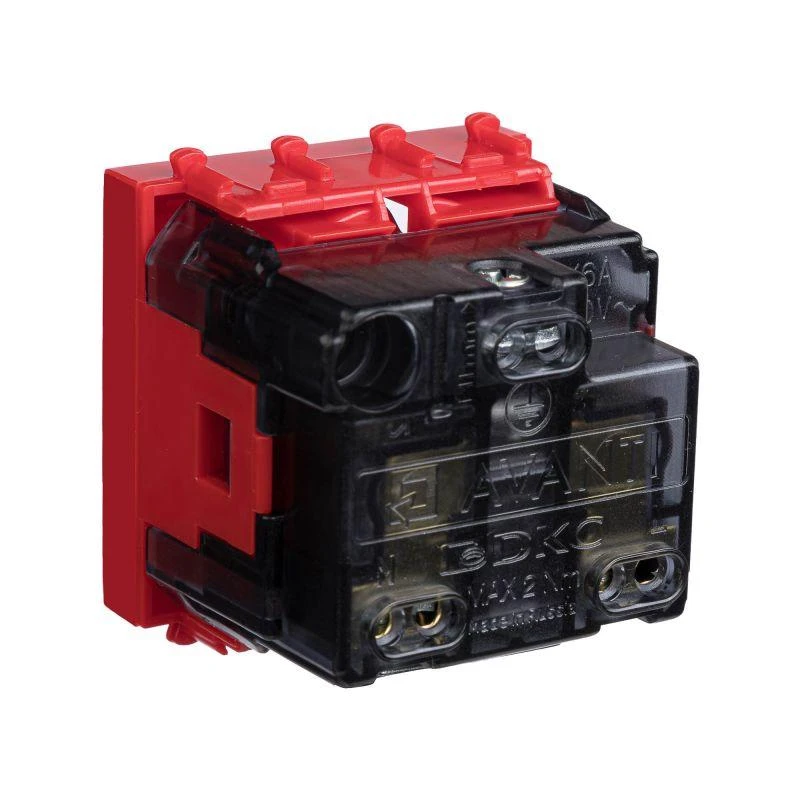 Розетка 1-м 2мод. Avanti "Красный квадрат" 16А IP20 2P+E защ. шторки красн. DKC 4401002 3