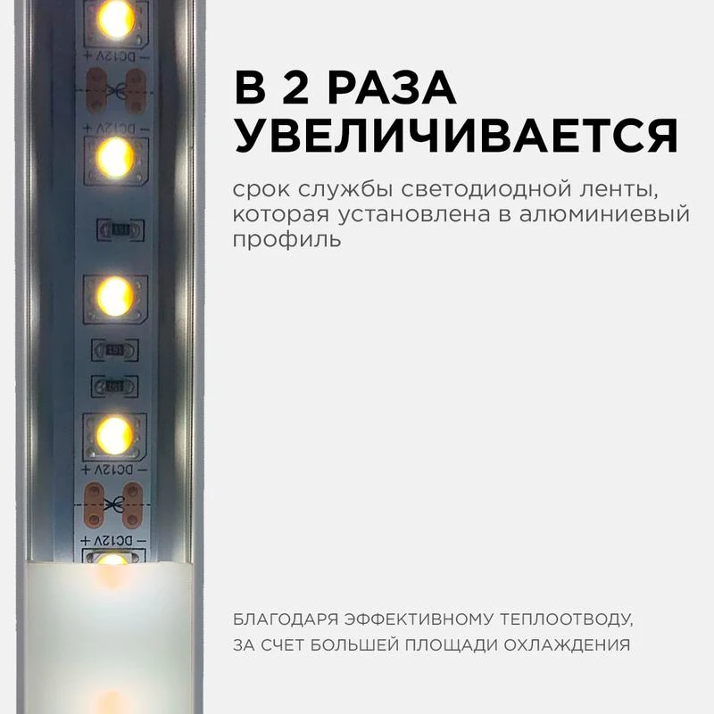 Профиль для светодиодной ленты анод угловой с шир. рас накладной сер. 16х16мм 2м алюм. Apeyron 08-04 3