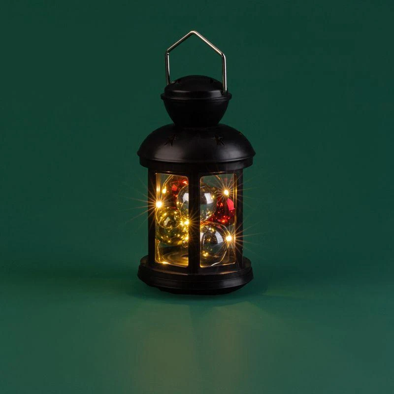Фонарь декоративный 12х12х20.6см с шариками тепл. бел. корпус черн. Neon-Night 513-061 8